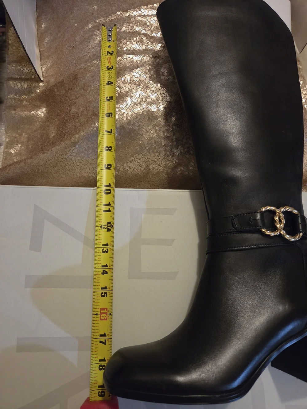 Naturalizer Black Over-the-Knee Leather Boots with Chain Accent